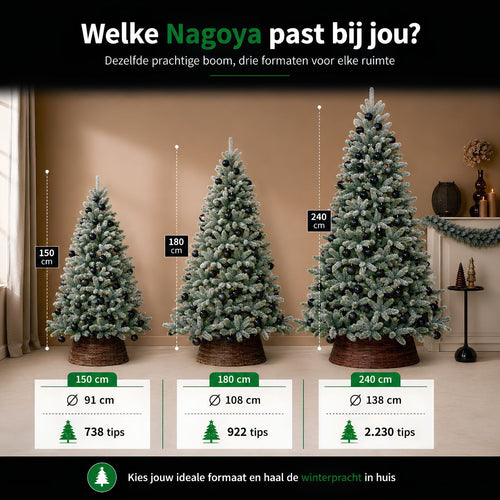 Black Box Trees Nagoya Kerstboom Frosted met Scharnierconstructie - Kunstboom met Volle Uitstraling en 738 Takken - Kerstversiering voor Binnen - H150