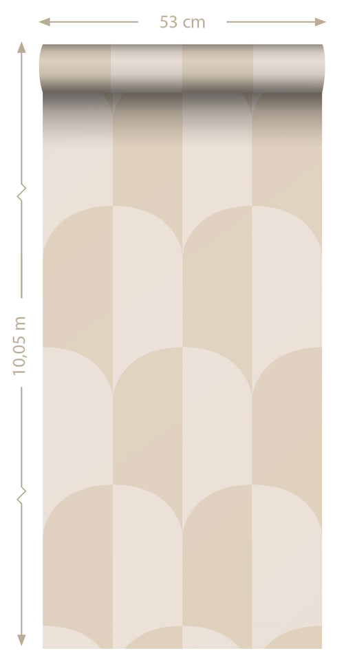 ESTAhome behang art deco bogen beige en zandkleurig - 53 cm x 10.05 m - 139991