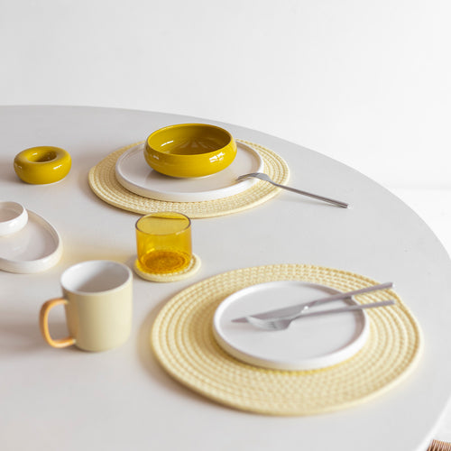 Ona - Placemat 35cm sunny yellow Piff - Set van 4