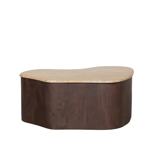 LABEL51 Salontafel Davi - Travertin/Hout - 80x70x31cm - vtwonen shop