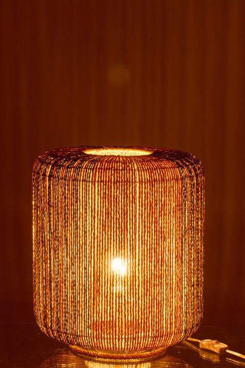 J-Line lamp Touw Cilinder - metaal - turkoois/naturel - small