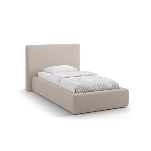 Cosmopolitan Design - Opbergbed met hoofdeinde Asti 90x200cm structurele stof cappuccino - 220x130x95cm
