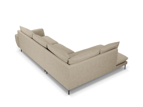 Cosmopolitan Design linker hoekbank Vienna 6-zits, structurele stof, beige - 185x275x95cm