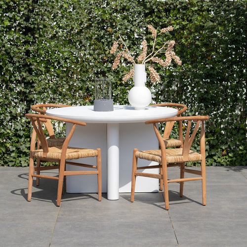 Giga Meubel Tuintafel Miso - Rond 120cm - Wit betonlook - Acryl Coating