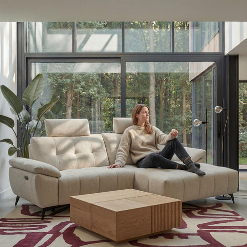 Furnhouse chaise longue bank rechts Colorado - Crème wit - Stof - 156x268x107