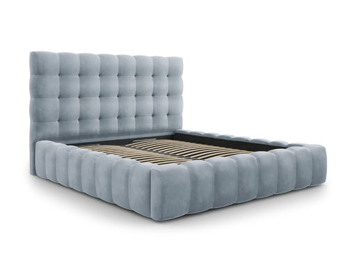 Cosmopolitan Design Opbergbed met hoofdeinde Bali 180x200cm, flueel, lichtblauw - 230x205x125cm