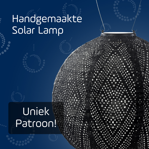 Lumiz solar lampion - ikat rond - 30 cm - zwart - vtwonen shop