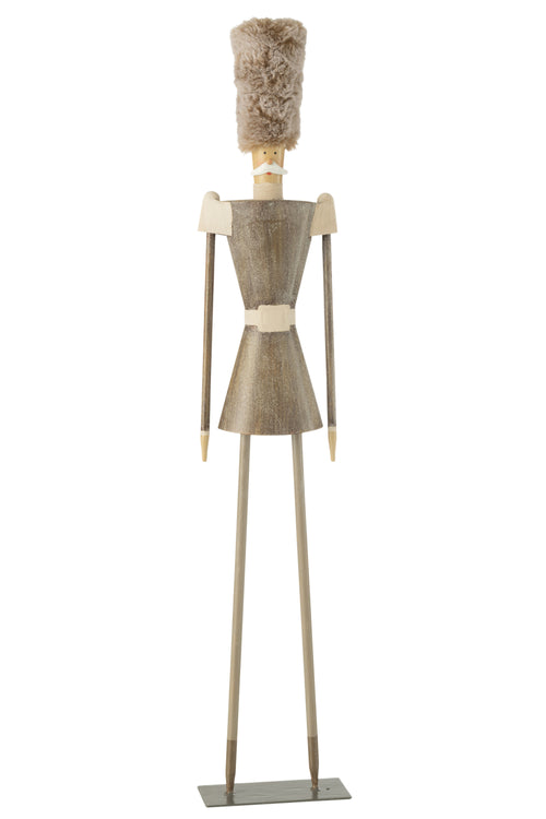 J-Line figuur soldaat bont hoed - metaal - grijs - large