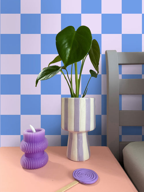 ESTAhome behang geblokt motief lila paars en pastelblauw - 53 cm x 10.05 m - 130912 - vtwonen shop