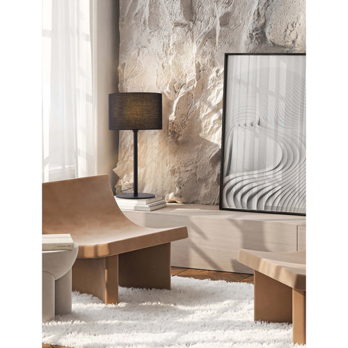 Nova Luce SIBNIA Tafellamp met ronde kap, zandkleurig zwart, E27 fitting, 1x12W
