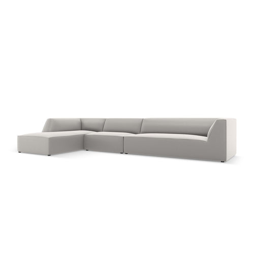 Cosmopolitan Design - Modulaire hoekbank links Siena 5-zits, imitatieleer lichtgrijs - 180x366x69cm