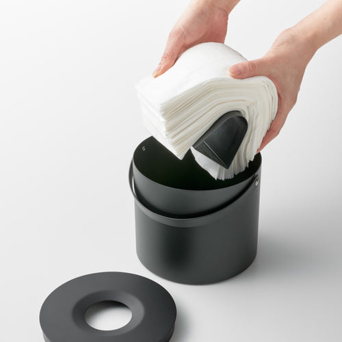 Yamazaki Tissuebox Rond met Handvat - Tower - Zwart