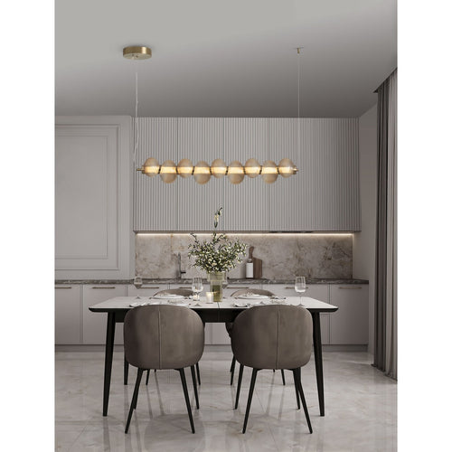 Nova Luce LEDA Hanglamp voor aan het plafond, amberkleurig, glanzend goudkleurig, Triac dimbare LED 30W 1800lm 3000K