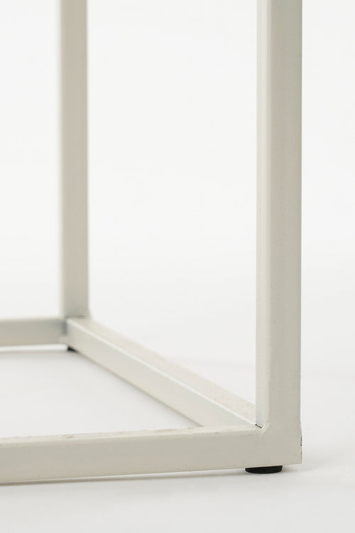 Mica Decorations Quinty Bijzettafel - Set van 3 - L30 x B30 x H70 cm - Metaal - Off-white