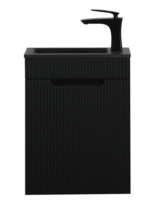 Badplaats Toiletmeubel Thermis 40 x 22 cm – Mat Zwart – Fonteinmeubel met Zwarte Wastafel
