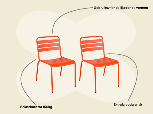 MaximaVida metalen tuinstoel Max oranje - doos per 2 stuks