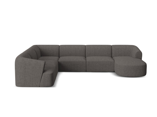 Cosmopolitan Design Modulaire panoramische hoekbank links Campi 7-zits, structurele stof grijs - 255x330x70cm