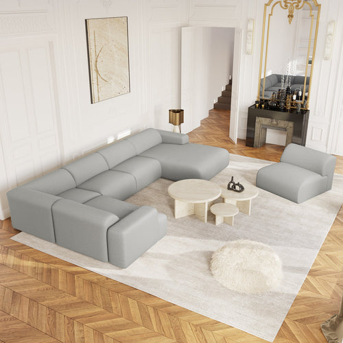 Sia Home - Panoramische bank MYRA - kruisbinding lichtgrijs 354cm