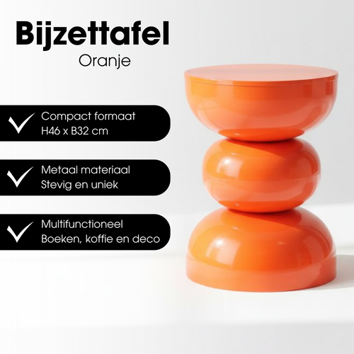 Mica Decorations Luna Bijzettafel - Bijzettafel Rond H46 x Ø32 cm - IJzeren Tafeltje voor Slaapkamer of Woonkamer - Nachtkastje of Plantentafeltje -