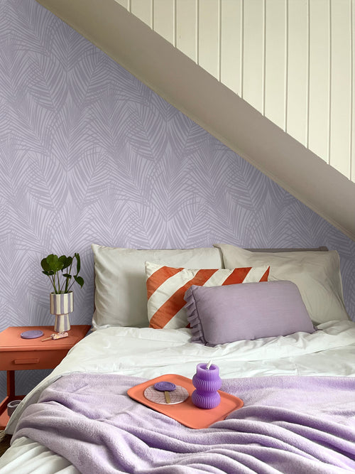 ESTAhome behang palmbladeren lila paars - 53 cm x 10.05 m - 139573