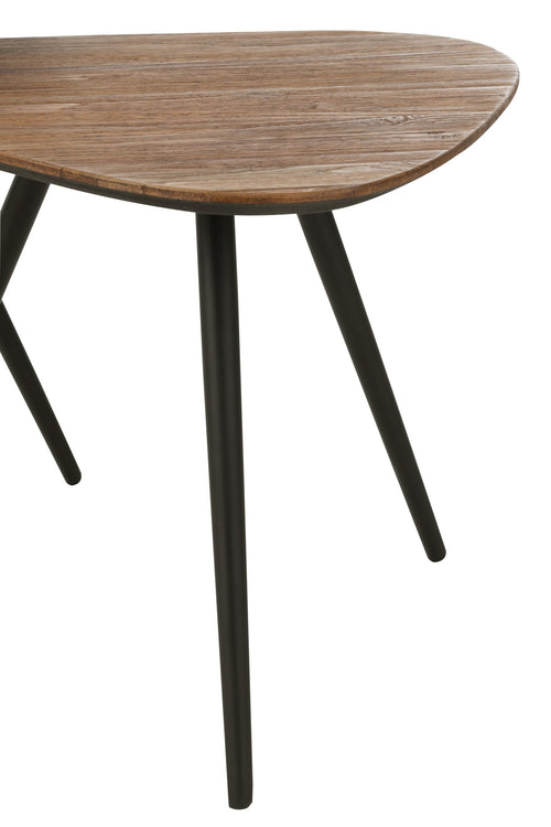 J-Line tafel Driehoek - hout/glas - naturel - set van 2