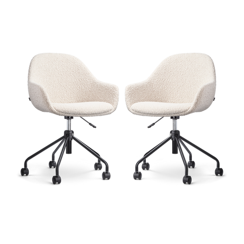 Nolon Nout-Mae Bureaustoelen Set van 2 - Bouclé Beige - Zwart