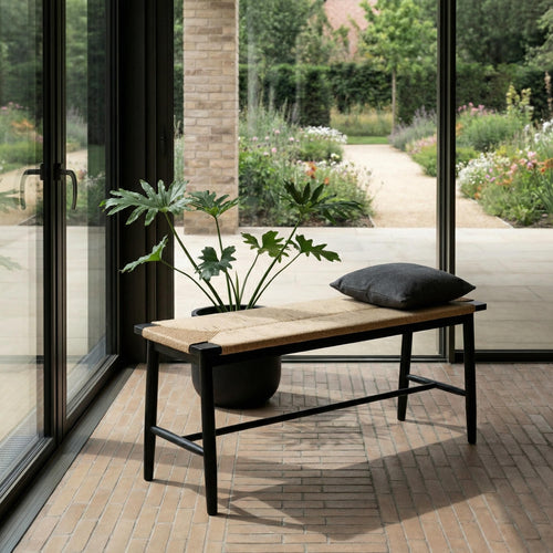 Furnhouse bankje Prime - Zwart - Papiergaren - 35x110x47