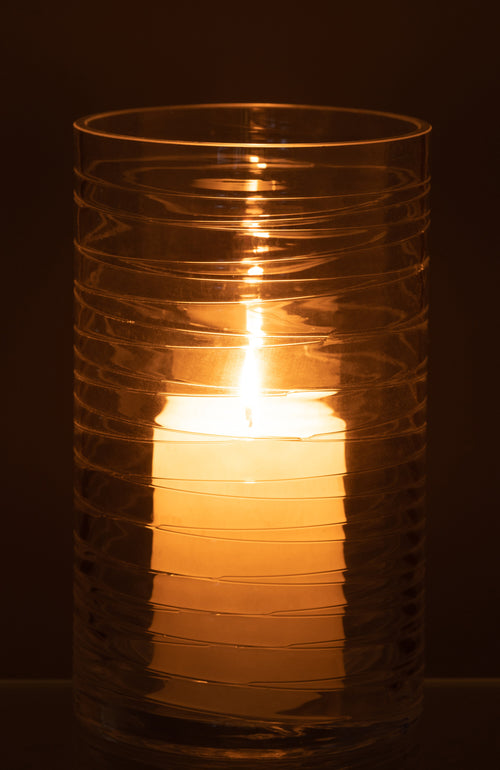 J-Line windlicht Strepen - glas - transparant - large - vtwonen shop