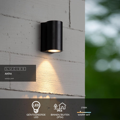 Lucide wandlamp AKRA - Geïntegreerde LED - Zwart - vtwonen shop
