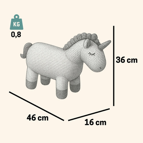Pintado & Lacado knuffeldier Eenhoorn - wit - 46 cm