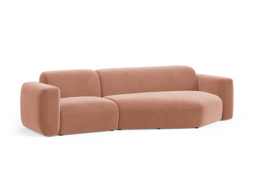 Cosmopolitan Design Modulaire hoekbank rechts Strino 3-zits, flueel roze - 136x308x78cm