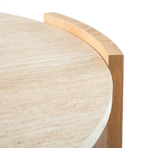 Calicosy - Ronde Salontafel IZIA - Travertijn look 80x80x35 cm