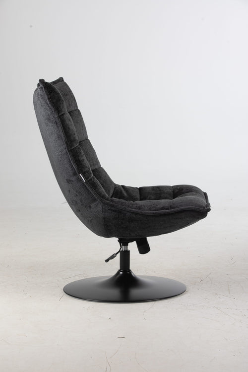 FurniLux Fauteuil Sam Black van  - Stof - Met en ronde voet - Verstelbaar en draaibaar - 100% polyester - 76 x 81 x 109cm - vtwonen shop