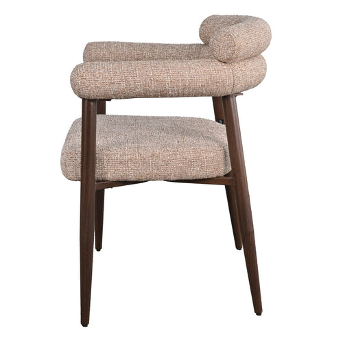 DÉJA Living Eetkamerstoel Lidingö - Taupe/Walnoot Stof - Set van 2 - vtwonen shop