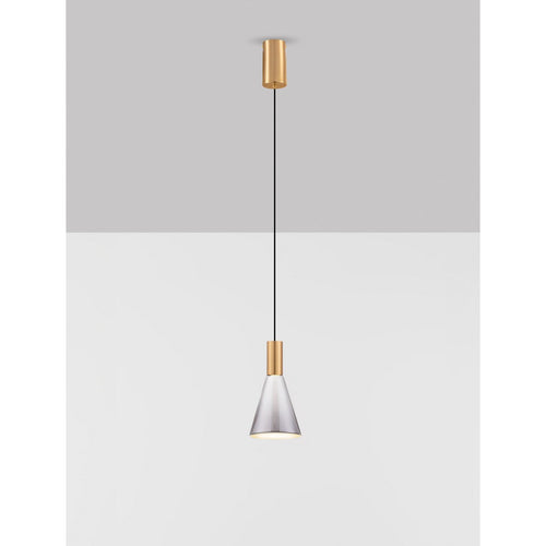 Nova Luce VOI Slanke hanglamp voor aan het plafond, rookkleurig messing goud, Triac dimbare LED 8W 182lm 3000K