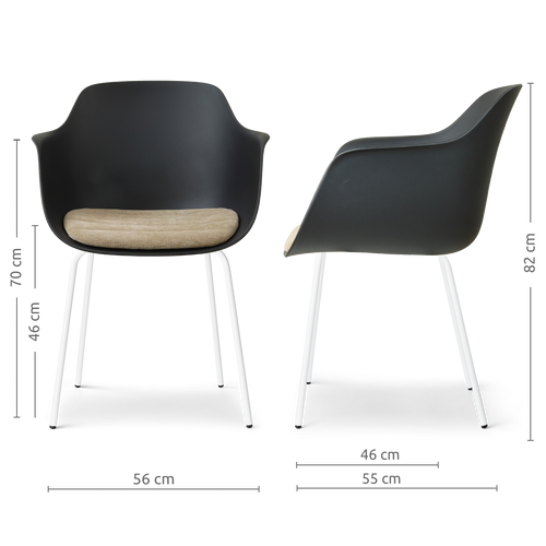 Nolon Nora-Liz eetkamerstoel zwart met nougatbruin zitkussen - wit onderstel