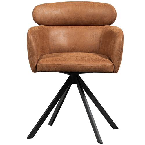 WOOOD draaibare eetkamerstoelen Fenne - Leerlook - Cognac - Set van 2 - vtwonen shop