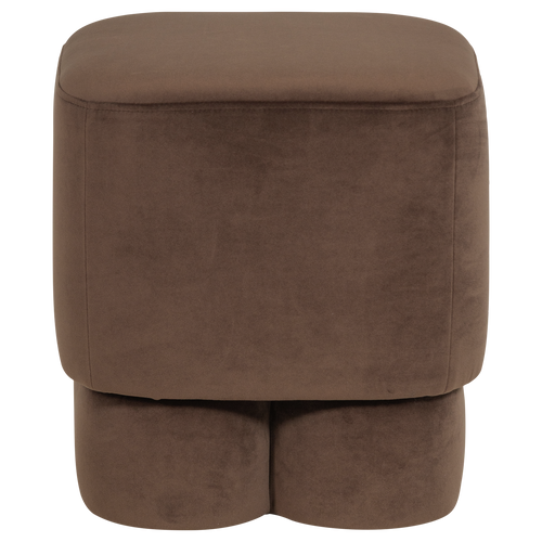 WOOOD poef Valen - Velvet - Bruin - 42x40x40