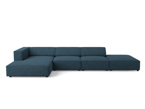 Cosmopolitan Design linker hoekbank Arendal 5-zits, chenille met ribbeleffect, marineblauw - 166x341x70cm