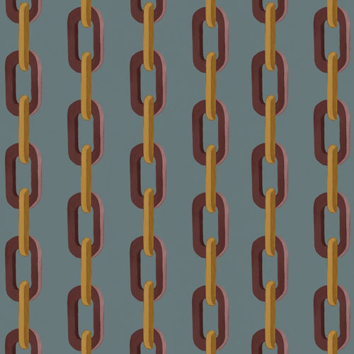 Catchii Behang Chain de chaine blauw wine rood - vtwonen shop