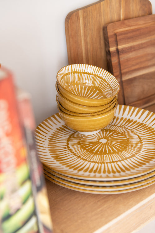 J-Line bord Jam - porselein - wit/oker - vtwonen shop