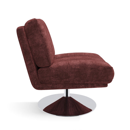 Sia Home - Fauteuil TIMELESS - Fluweel met structuur - Bordeaux - 60.5 CENTIMETERScm