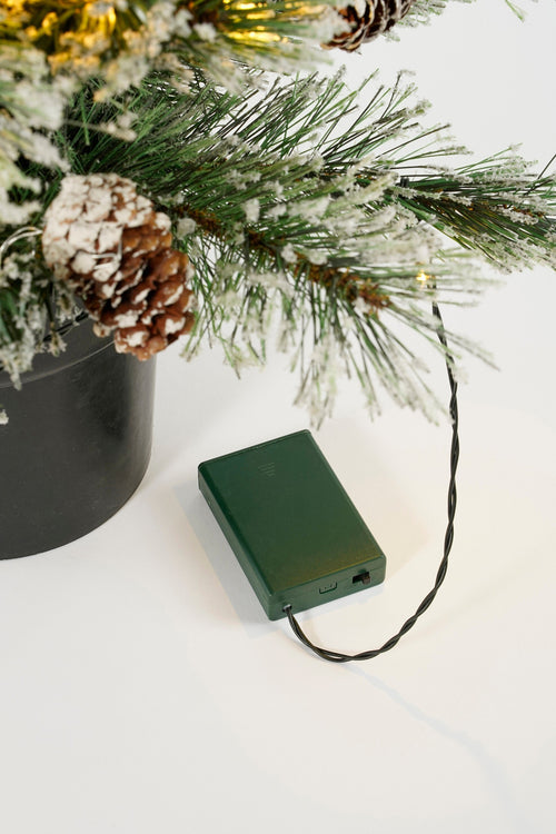 Black Box Trees Vandans kerstboom potted led groen frosted 40L TIPS 96 battery operated - h90xd48cm
