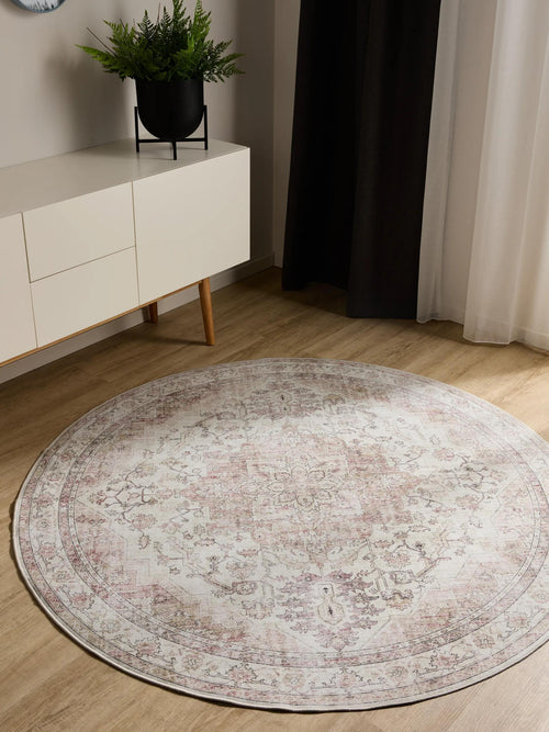 benuta wasbaar vloerkleed George - roze/beige - ø 120 cm