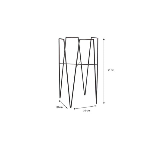Mica Decorations Blom Plantenstandaard - L30 x B30 x H50 cm - Metaal - Zwart