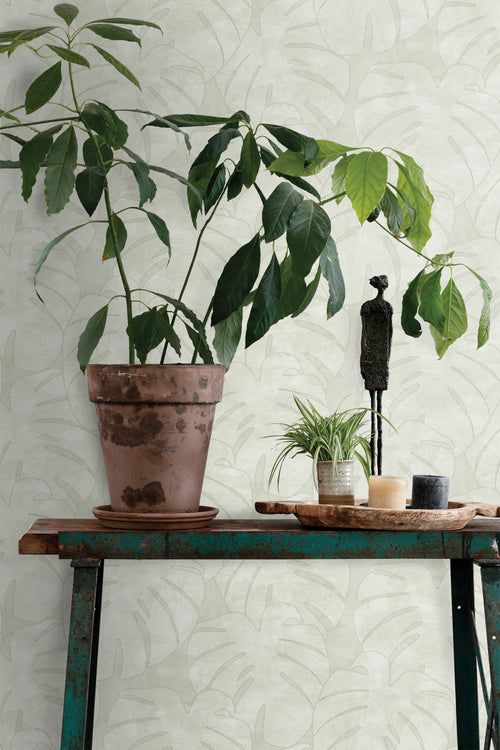 ESTAhome behang monstera bladeren beige - 53 cm x 10.05 m - 139002