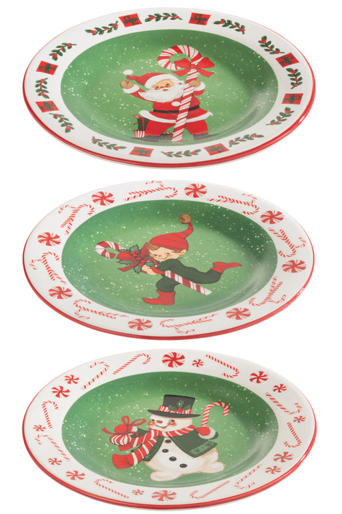 J-Line bord Kerstmis Dolomite - keramiek - mix - 3 stuks - vtwonen shop