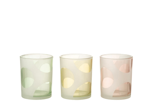 J-Line windlicht Ronden - glas - mix/pastel - medium - 3 stuks - vtwonen shop