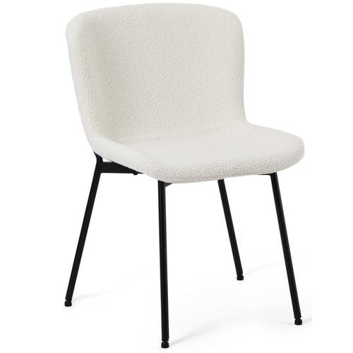 Furnhouse eetkamerstoelen armleuning Teddy - Crème wit - Stof (Bouclé) - Set van 6