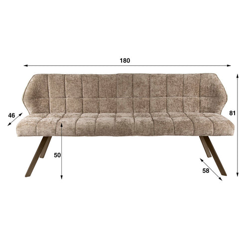 Giga Living Eetkamerbank Raster - Champagne/Bruin - 180x60x80cm